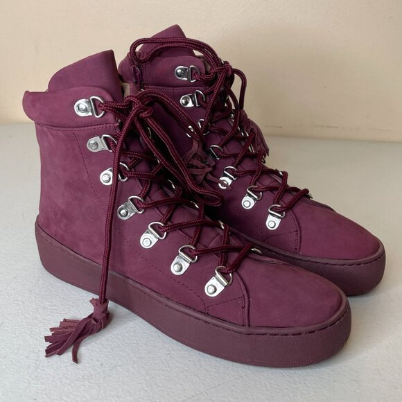 Aerosoles Nubuck Leather Wine Purple Ankle Boots Size 7 - Picture 16 of 16